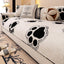 Black couch cover — Cozy Paw Print Plush Non-Slip Couch Cover