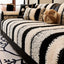 Wavy Stripes Black couch cover — Striped & Botanical Plush Non-Slip Couch Cover