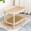 Natural wood two-tier cat hammock with sisal scratch mat above and cooling mat below