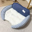 Curved Sofa Pet Bed with Padded Headrest and Bolsters in Blue