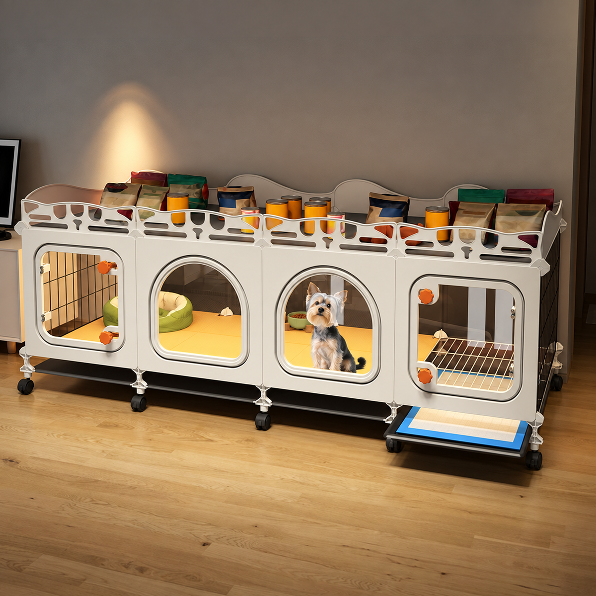 Small Dog Crate with Separate Toilet Area & Storage Pen