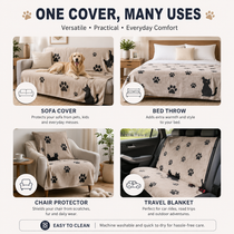 Cartoon Paw Print Chenille Anti-Scratch Throw Couch Cover gsft-9133