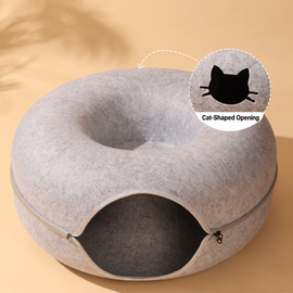 Enclosed Donut Cat Bed with Tunnel
