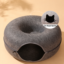 Enclosed Donut Cat Bed with Tunnel