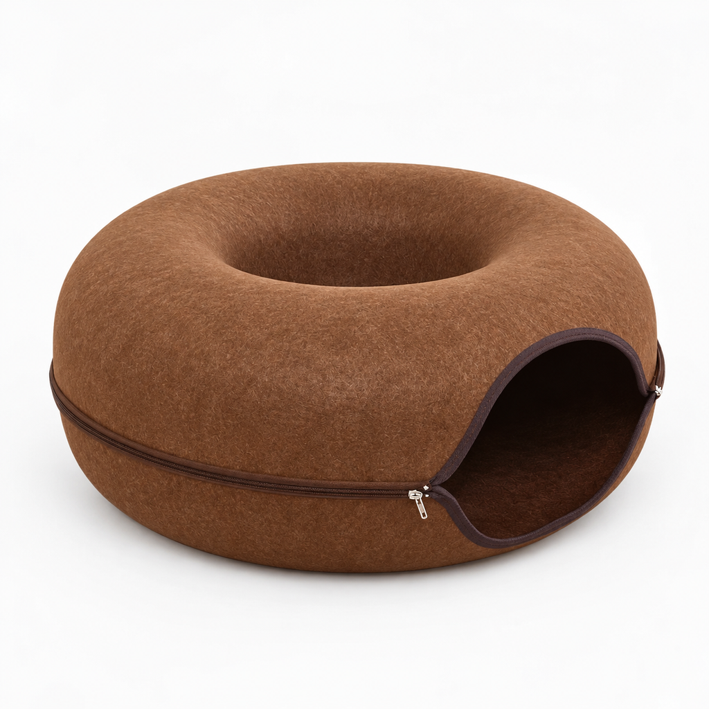 Enclosed Donut Cat Bed with Tunnel