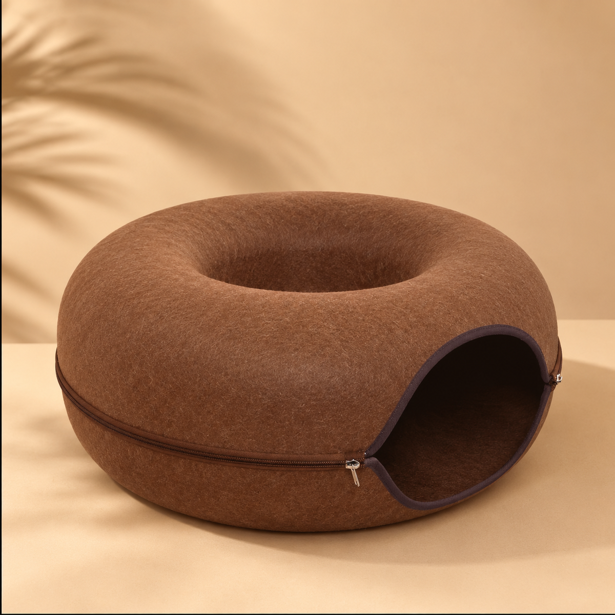 Enclosed Donut Cat Bed with Tunnel