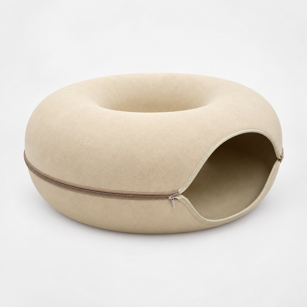 Enclosed Donut Cat Bed with Tunnel