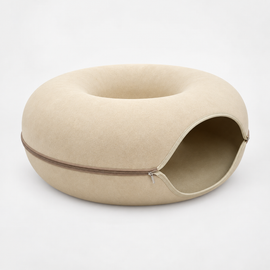 Enclosed Donut Cat Bed with Tunnel