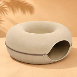 Enclosed Donut Cat Bed with Tunnel