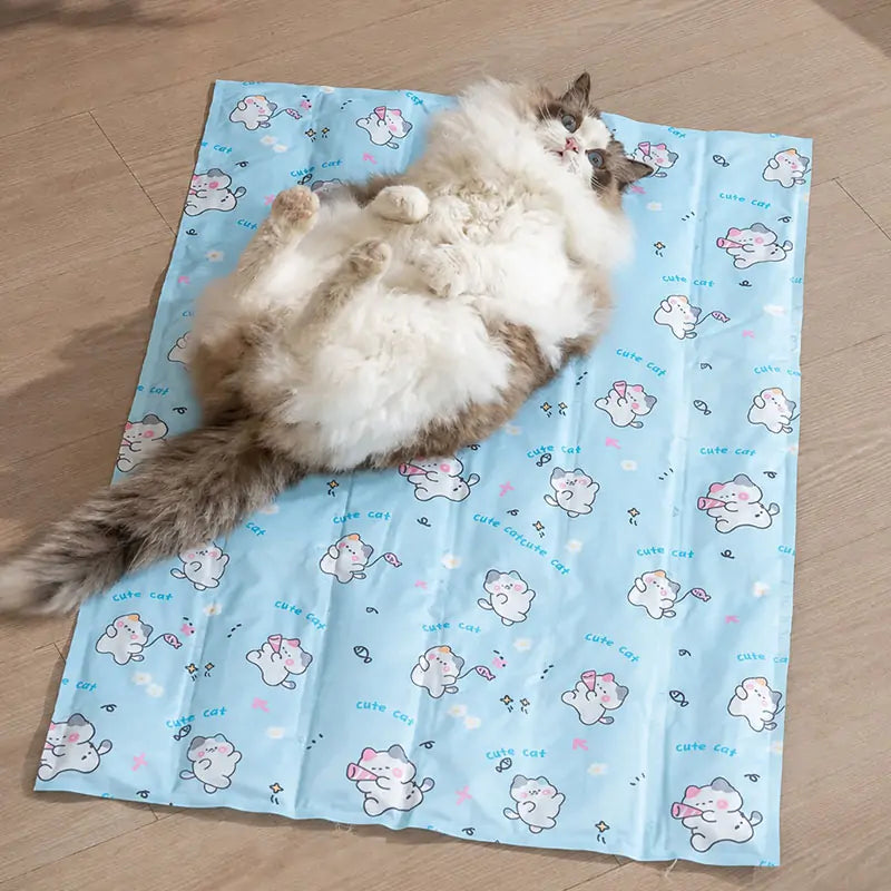 Large blue cooling gel pet mat for cats and dogs