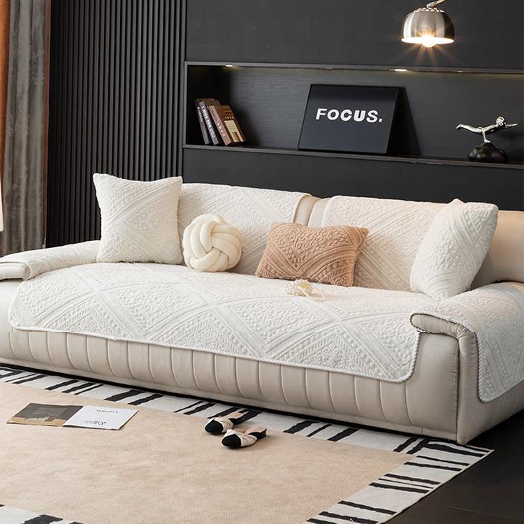 Cozy Geometric Embossed Plush Sofa Protector Couch Cover gsft-9021 Imagen secundaria del producto