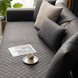 Textured Water-Resistant Sofa Cover — fabric and styling detail