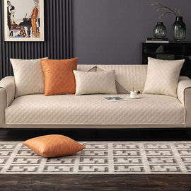 Textured Water-Resistant Sofa Cover — fabric and styling detail