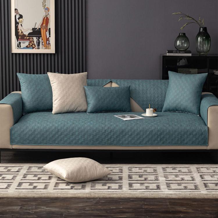 Textured Water-Resistant Sofa Cover — fabric and styling detail