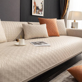 Beige sofa cover — Textured Water-Resistant Sofa Cover