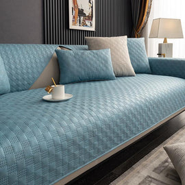 Light Blue sofa cover — Textured Water-Resistant Sofa Cover