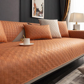 Orange sofa cover — Textured Water-Resistant Sofa Cover