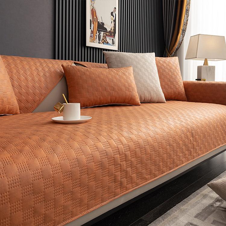 Orange sofa cover — Textured Water-Resistant Sofa Cover