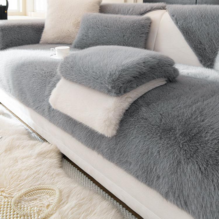 Soft Faux Fur Sofa Cover shown on a sofa