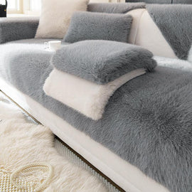 Soft Faux Fur Sofa Cover shown on a sofa