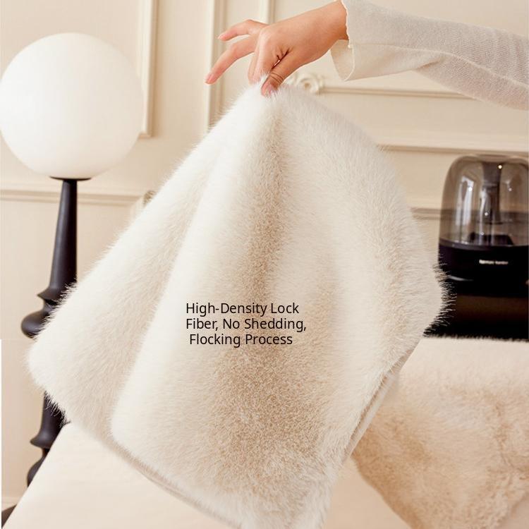 Soft Faux Fur Sofa Cover — fabric and styling detail