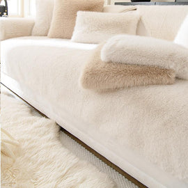 Soft Faux Fur Sofa Cover — fabric and styling detail