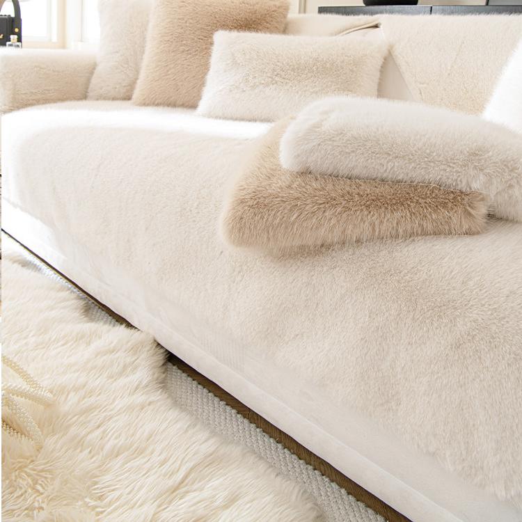 Soft Faux Fur Sofa Cover — fabric and styling detail