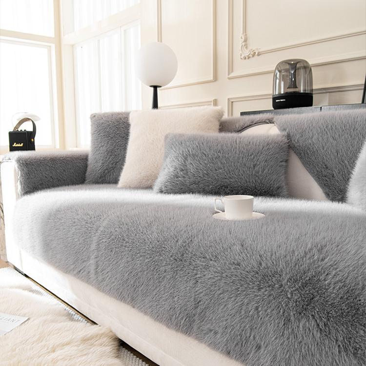 Soft Faux Fur Sofa Cover — fabric and styling detail