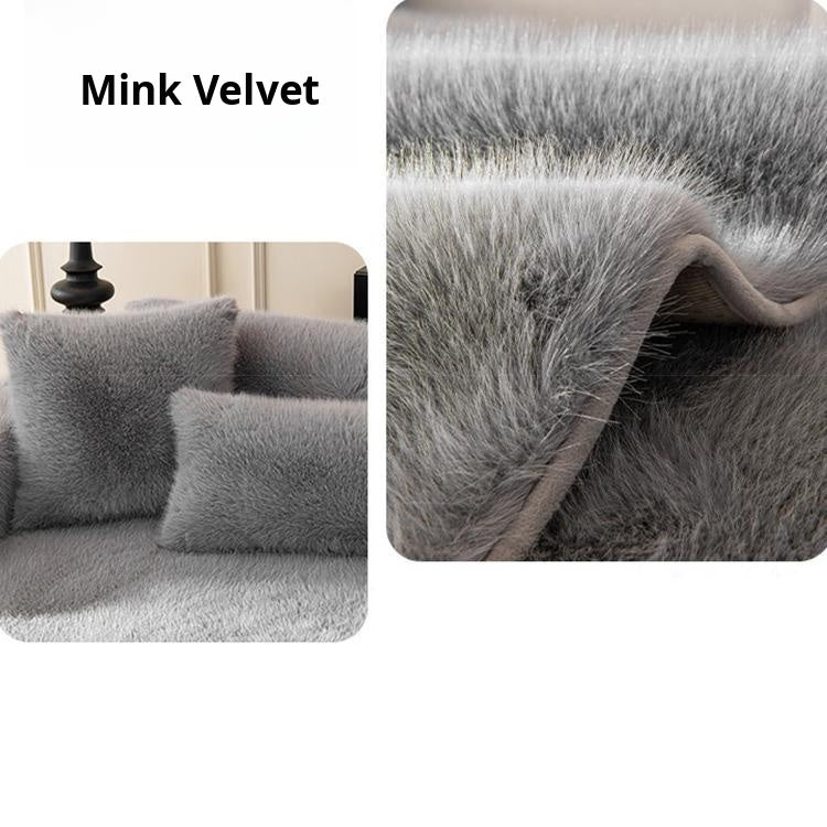 Soft Faux Fur Sofa Cover — fabric and styling detail