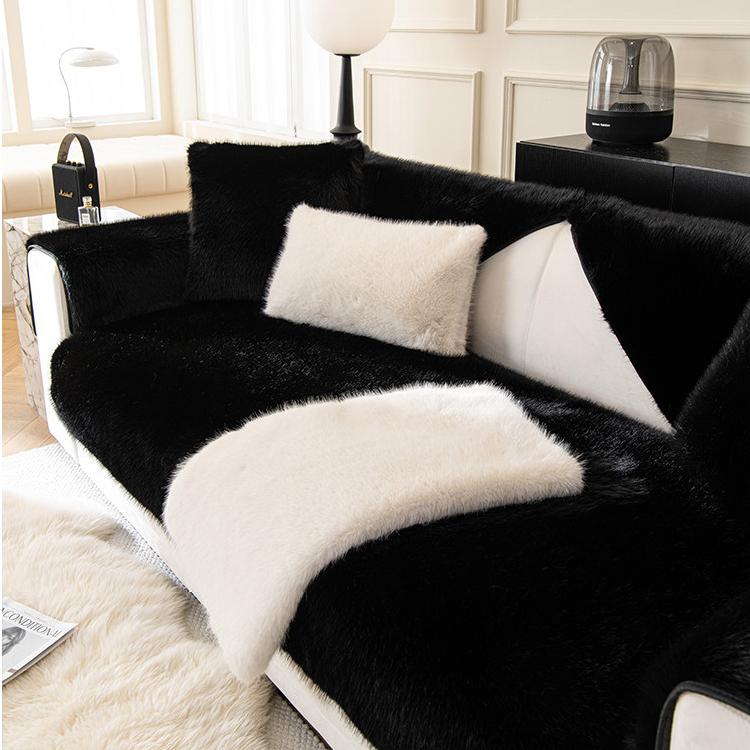 Soft Faux Fur Sofa Cover — fabric and styling detail