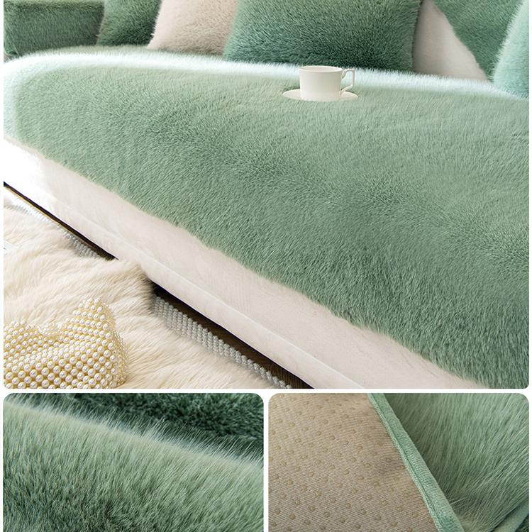 Green sofa cover — Soft Faux Fur Sofa Cover