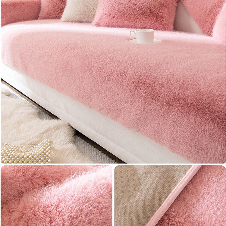 Pink sofa cover — Soft Faux Fur Sofa Cover