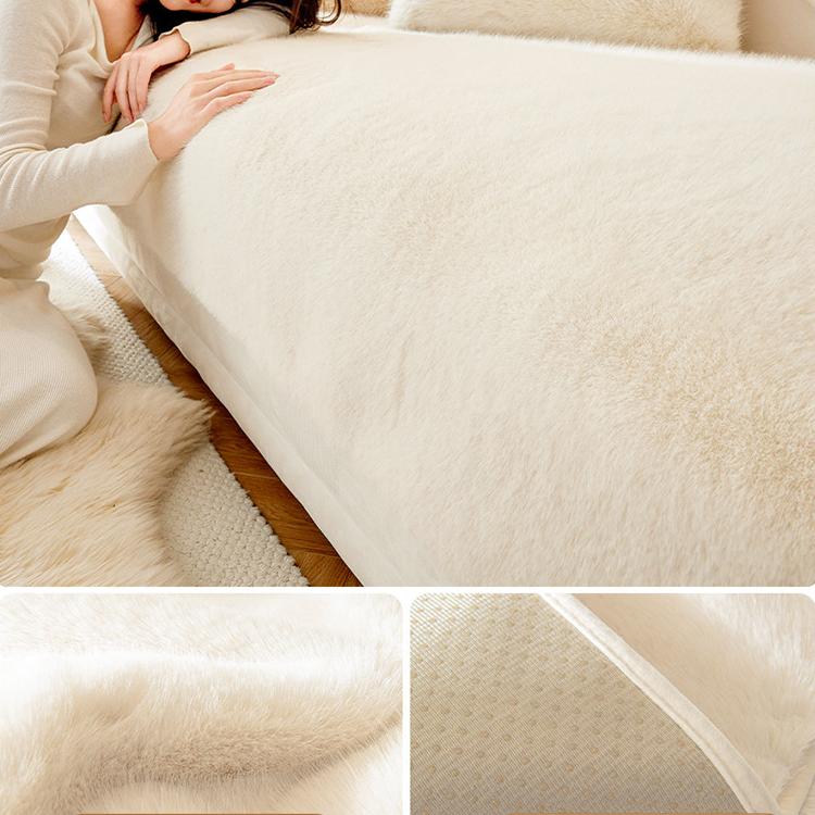 White sofa cover — Soft Faux Fur Sofa Cover