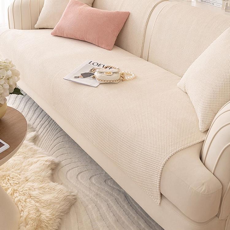 Textured Bobble Sofa Cover with Scalloped Edges — fabric and styling detail