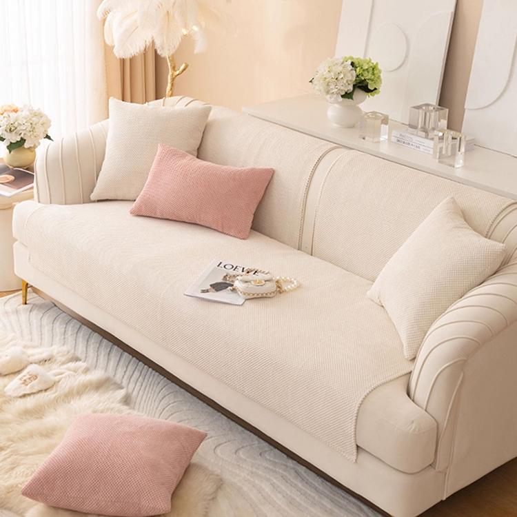 Textured Bobble Sofa Cover with Scalloped Edges — fabric and styling detail
