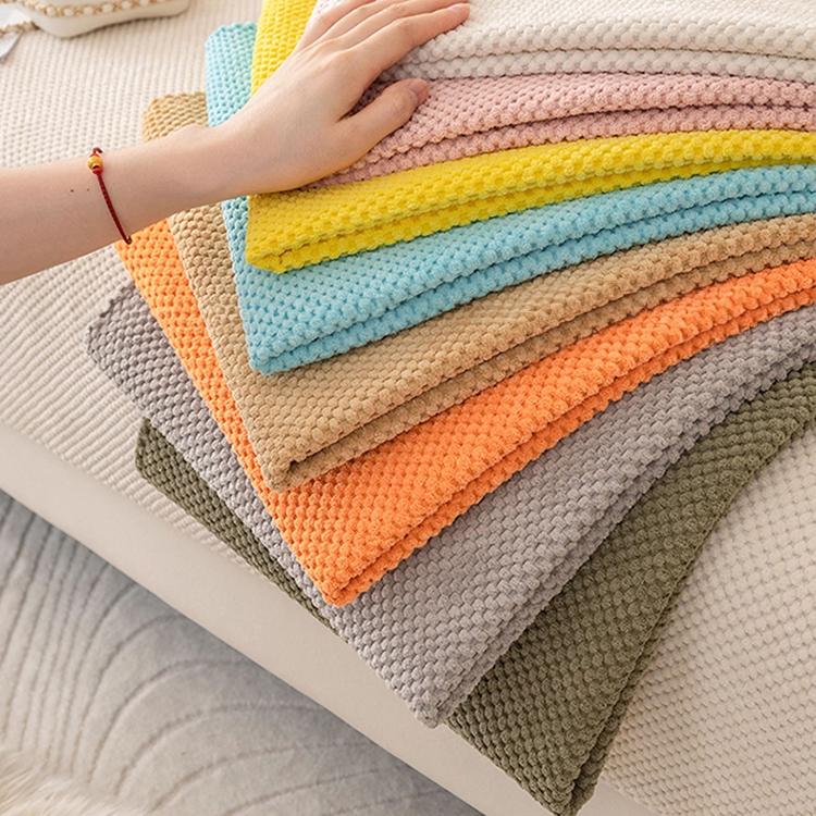 Textured Bobble Sofa Cover with Scalloped Edges — fabric and styling detail