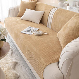 Textured Bobble Sofa Cover with Scalloped Edges — fabric and styling detail