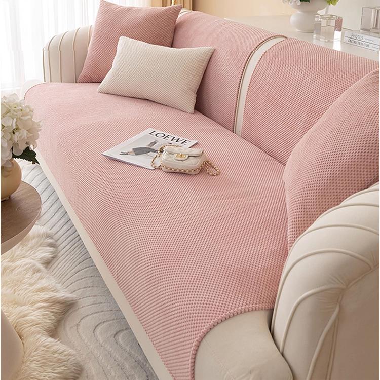 Textured Bobble Sofa Cover with Scalloped Edges — fabric and styling detail