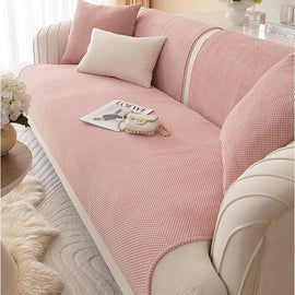 Textured Bobble Sofa Cover with Scalloped Edges — fabric and styling detail