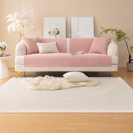 Textured Bobble Sofa Cover with Scalloped Edges — fabric and styling detail