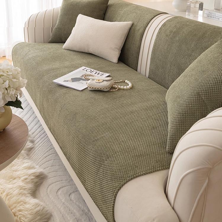 Textured Bobble Sofa Cover with Scalloped Edges — fabric and styling detail