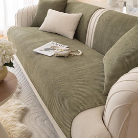 Textured Bobble Sofa Cover with Scalloped Edges — fabric and styling detail