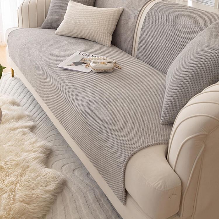 Textured Bobble Sofa Cover with Scalloped Edges — fabric and styling detail