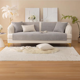 Textured Bobble Sofa Cover with Scalloped Edges — fabric and styling detail