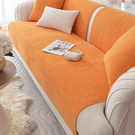 Textured Bobble Sofa Cover with Scalloped Edges — fabric and styling detail