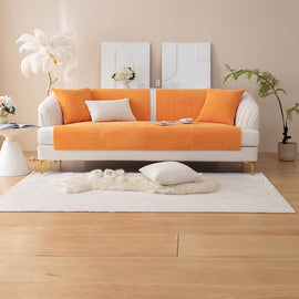 Textured Bobble Sofa Cover with Scalloped Edges — fabric and styling detail