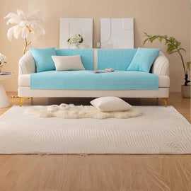 Textured Bobble Sofa Cover with Scalloped Edges — fabric and styling detail