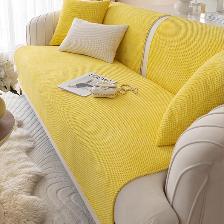 Textured Bobble Sofa Cover with Scalloped Edges — fabric and styling detail