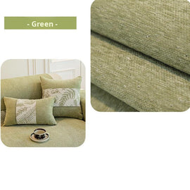 Botanical Border Chenille Sofa Cover — fabric and styling detail