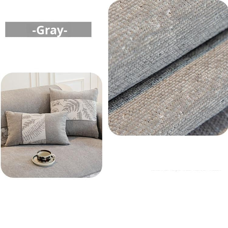 Botanical Border Chenille Sofa Cover — fabric and styling detail